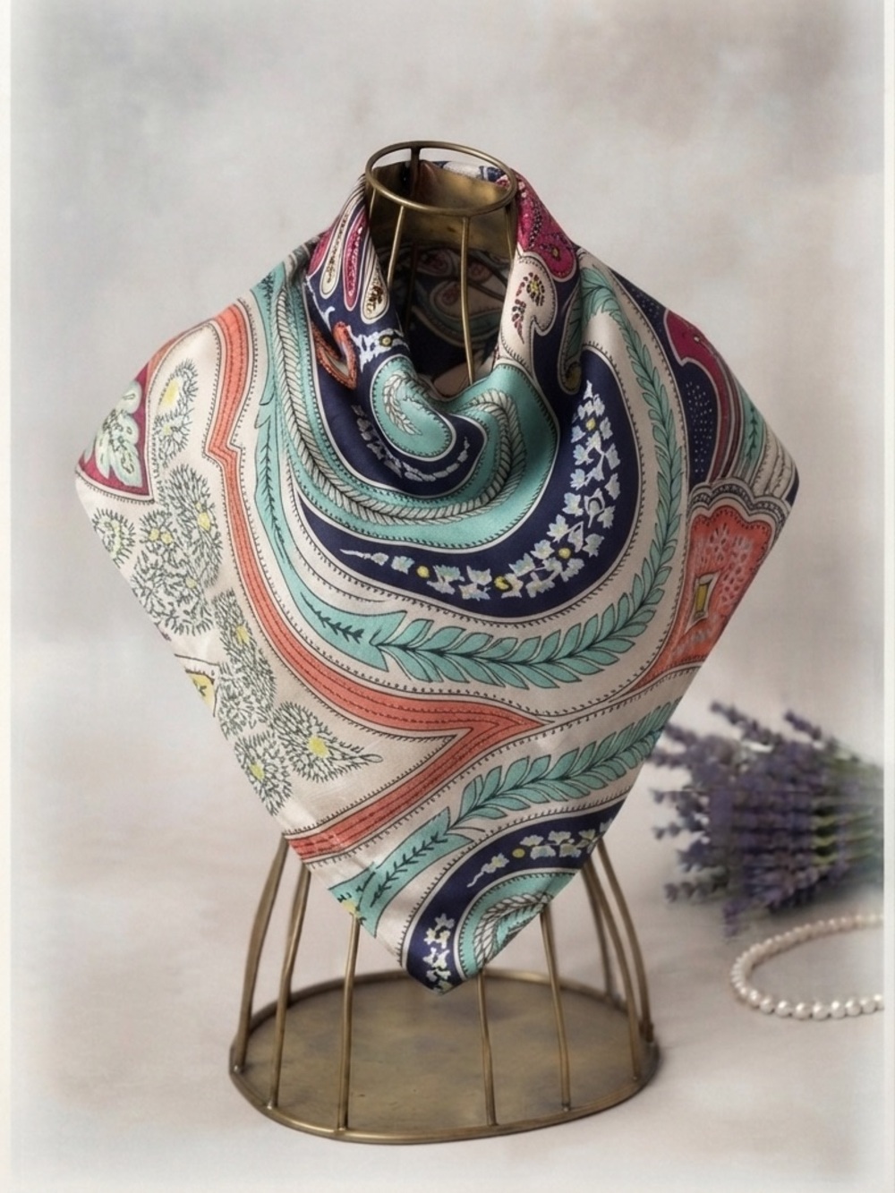 Echo Paisley Multicolored Sherbet Silk Square Scarf Wrap